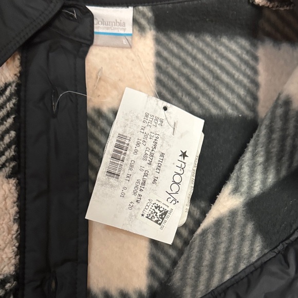 Columbia NWT L  PINK BLACK Plaid FLEECE WARM COMFY SHACKET - Picture 3 of 5